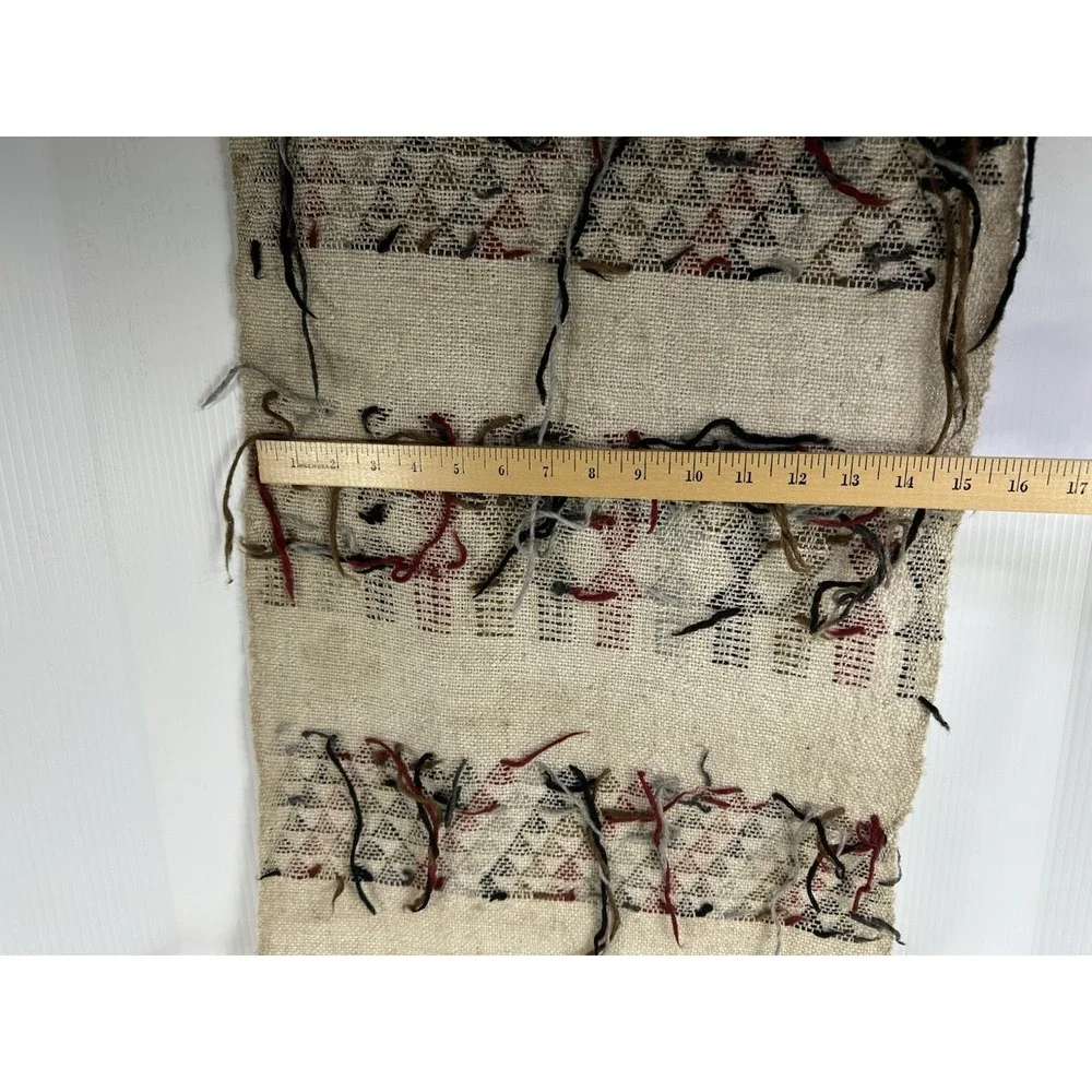 Vintage Mexican Hand Woven Wool‎ Tapestry Folk Art Geometric Anthropomorphic
